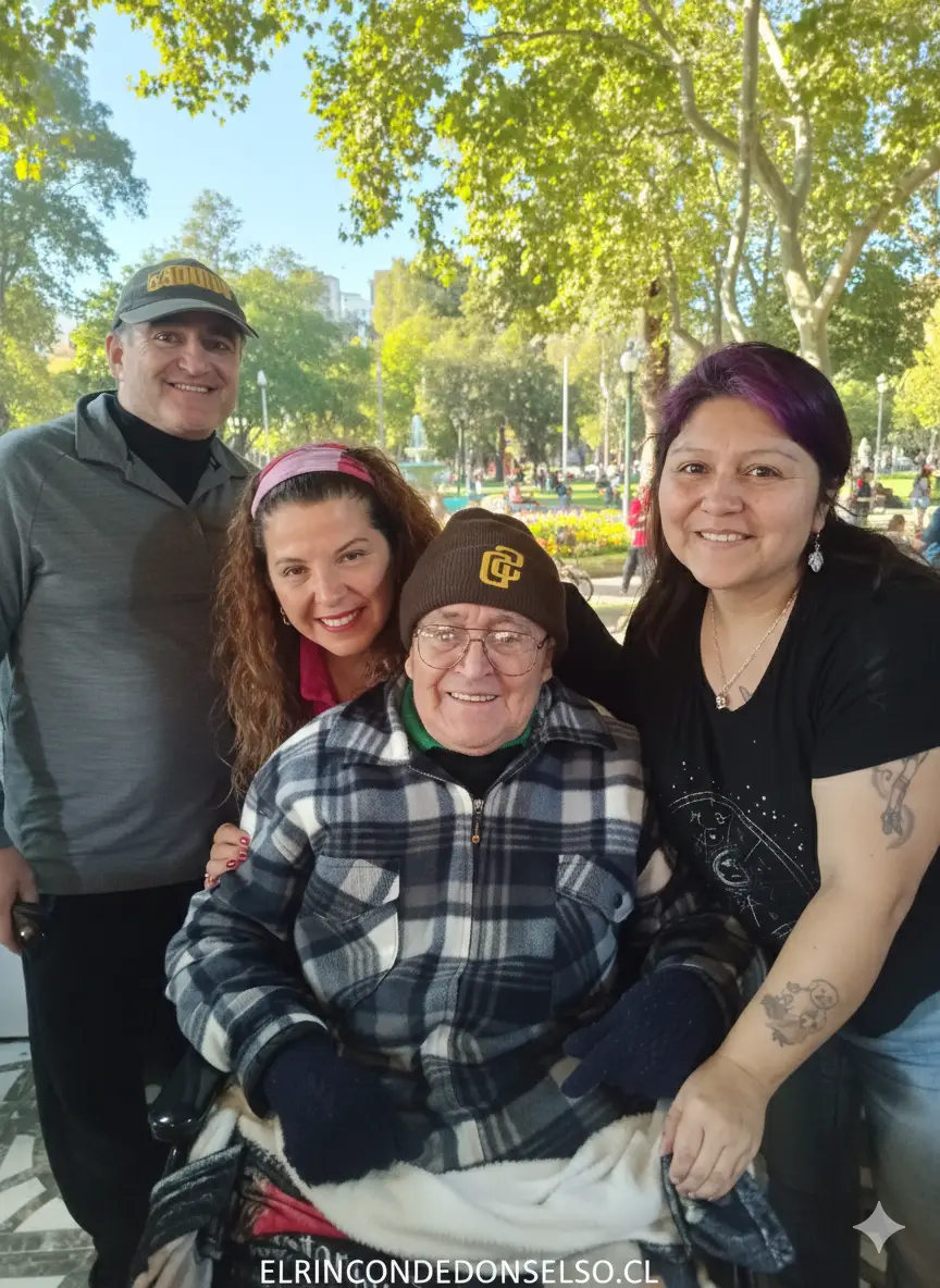 Don Selso junto a su familia y la comunidad que viajó desde Estados Unidos para conocerlo